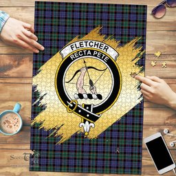 Scottish Fletcher Modern Clan Tartan Puzzle - Gold Style Scottish Plaid Tartan Plaid