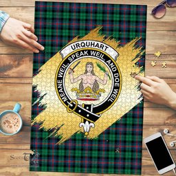 Scottish Urquhart Broad Red Ancient Clan Tartan Puzzle - Gold Style Scottish Plaid Tartan Plaid