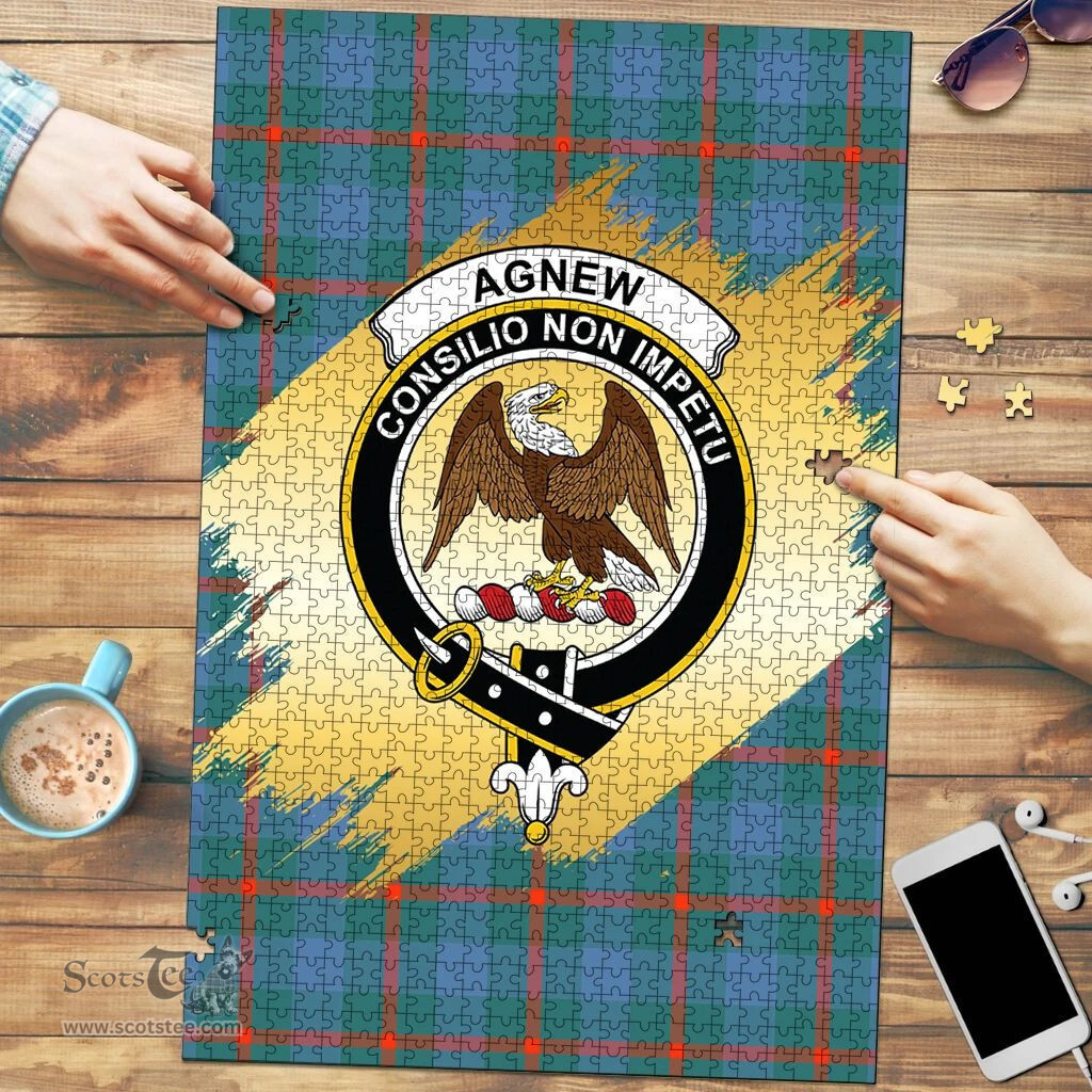 Scottish Agnew Ancient Clan Tartan Puzzle - Gold Style Scottish Plaid Tartan Plaid