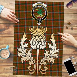 Scottish Seton Hunting Modern Clan Tartan Puzzle - Thistle Gold Style Scottish Plaid Tartan Plaid