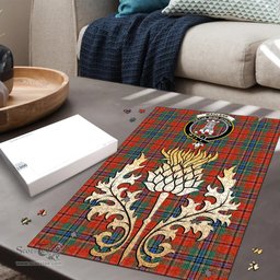 Scottish MacLean of Duart Ancient Clan Tartan Puzzle - Thistle Gold Style Scottish Plaid Tartan Plaid