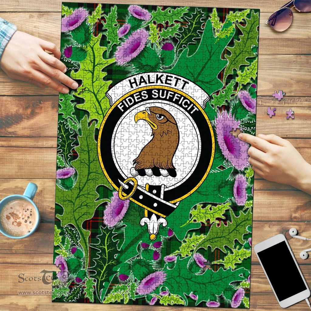 Scottish Halkett Clan Tartan Puzzle - Thistle Pattern Style Scottish Plaid Tartan Plaid
