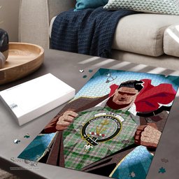Scottish Gray Hunting Clan Tartan Puzzle - Supper Hero Style Scottish Plaid Tartan Plaid