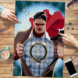 Scottish MacKay Blue Clan Tartan Puzzle - Supper Hero Style Scottish Plaid Tartan Plaid