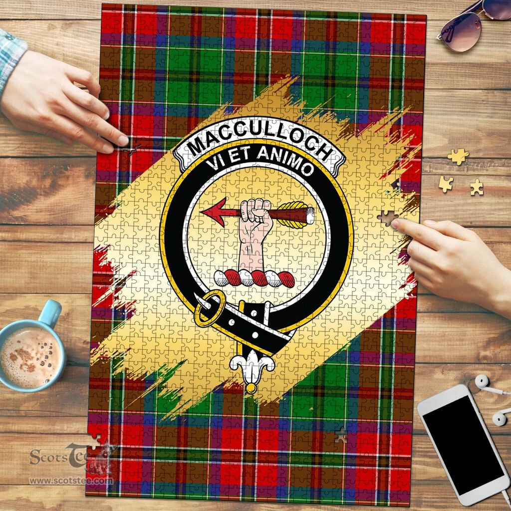 Scottish MacCulloch Clan Tartan Puzzle - Gold Style Scottish Plaid Tartan Plaid