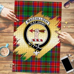 Scottish MacCulloch Clan Tartan Puzzle - Gold Style Scottish Plaid Tartan Plaid