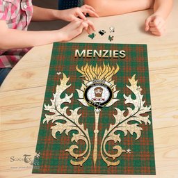 Scottish Menzies Green Ancient Clan Tartan Puzzle - Thistle Scotland Style Scottish Plaid Tartan Plaid