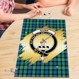 Scottish Gunn Ancient Clan Tartan Puzzle - Gold Style Scottish Plaid Tartan Plaid