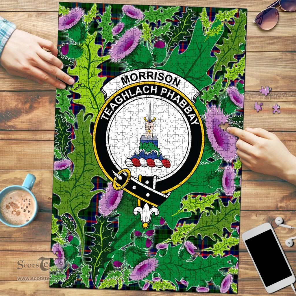 Scottish Morrison Modern Clan Tartan Puzzle - Thistle Pattern Style Scottish Plaid Tartan Plaid