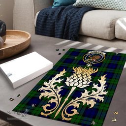 Scottish Bannatyne Clan Tartan Puzzle - Thistle Gold Style Scottish Plaid Tartan Plaid
