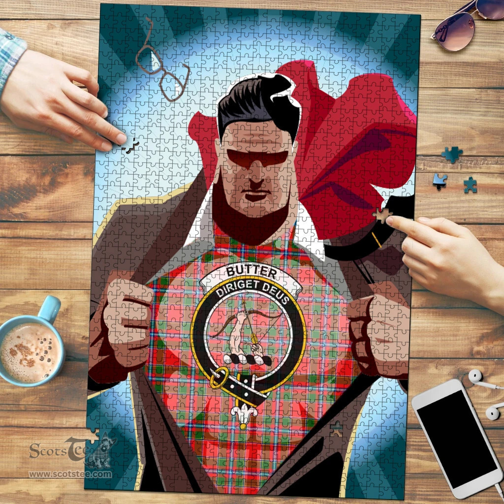 Scottish Butter Clan Tartan Puzzle - Supper Hero Style Scottish Plaid Tartan Plaid