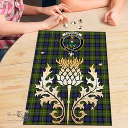 Scottish Ferguson Modern Clan Tartan Puzzle - Thistle Gold Style Scottish Plaid Tartan Plaid