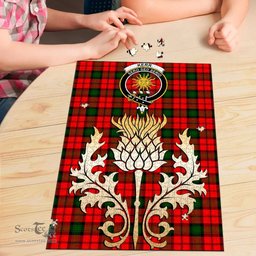 Scottish Kerr Modern Clan Tartan Puzzle - Thistle Gold Style Scottish Plaid Tartan Plaid