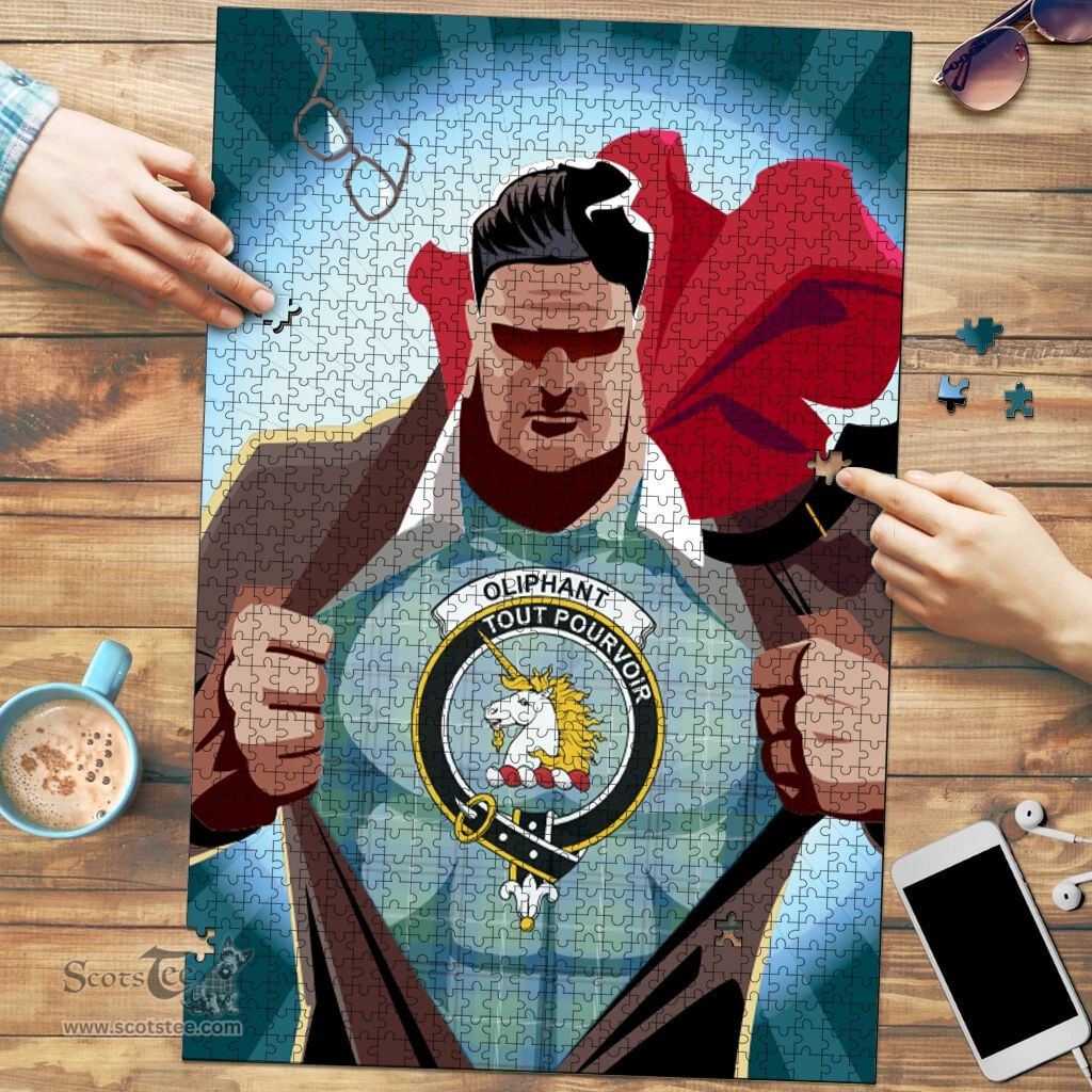 Scottish Oliphant Ancient Clan Tartan Puzzle - Supper Hero Style Scottish Plaid Tartan Plaid
