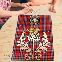 Scottish MacFarlane Modern Clan Tartan Puzzle - Thistle Gold Style Scottish Plaid Tartan Plaid