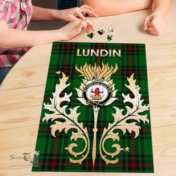 Scottish Lundin Clan Tartan Puzzle - Thistle Scotland Style Scottish Plaid Tartan Plaid