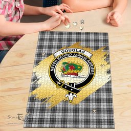 Scottish Douglas Grey Modern Clan Tartan Puzzle - Gold Style Scottish Plaid Tartan Plaid