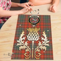 Scottish MacDougall Ancient Clan Tartan Puzzle - Thistle Gold Style Scottish Plaid Tartan Plaid