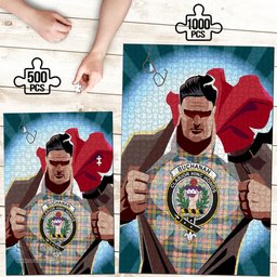 Scottish Buchanan Ancient Clan Tartan Puzzle - Supper Hero Style Scottish Plaid Tartan Plaid