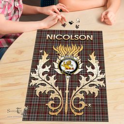 Scottish Nicolson Hunting Weathered Clan Tartan Puzzle - Thistle Scotland Style Scottish Plaid Tartan Plaid
