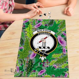 Scottish Balfour Blue Clan Tartan Puzzle - Thistle Pattern Style Scottish Plaid Tartan Plaid