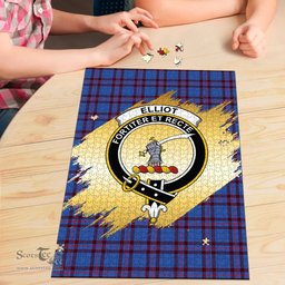 Scottish Elliot Modern Clan Tartan Puzzle - Gold Style Scottish Plaid Tartan Plaid
