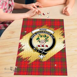 Scottish Ross Modern Clan Tartan Puzzle - Gold Style Scottish Plaid Tartan Plaid