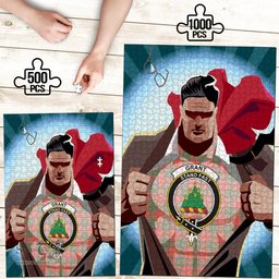 Scottish Grant Ancient Clan Tartan Puzzle - Supper Hero Style Scottish Plaid Tartan Plaid