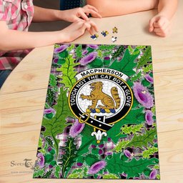 Scottish MacPherson Hunting Modern Clan Tartan Puzzle - Thistle Pattern Style Scottish Plaid Tartan Plaid