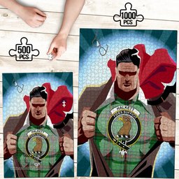 Scottish Halkett Clan Tartan Puzzle - Supper Hero Style Scottish Plaid Tartan Plaid