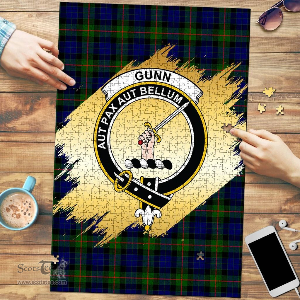 Scottish Gunn Modern Clan Tartan Puzzle - Gold Style Scottish Plaid Tartan Plaid