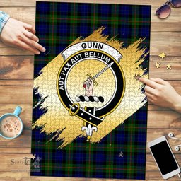 Scottish Gunn Modern Clan Tartan Puzzle - Gold Style Scottish Plaid Tartan Plaid