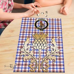 Scottish Boswell Modern Clan Tartan Puzzle - Thistle Gold Style Scottish Plaid Tartan Plaid