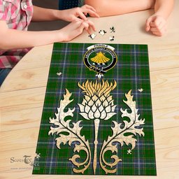 Scottish Pringle Clan Tartan Puzzle - Thistle Gold Style Scottish Plaid Tartan Plaid