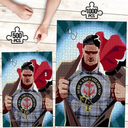 Scottish Clark Clan Tartan Puzzle - Supper Hero Style Scottish Plaid Tartan Plaid