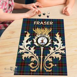 Scottish Fraser Hunting Ancient Clan Tartan Puzzle - Thistle Scotland Style Scottish Plaid Tartan Plaid