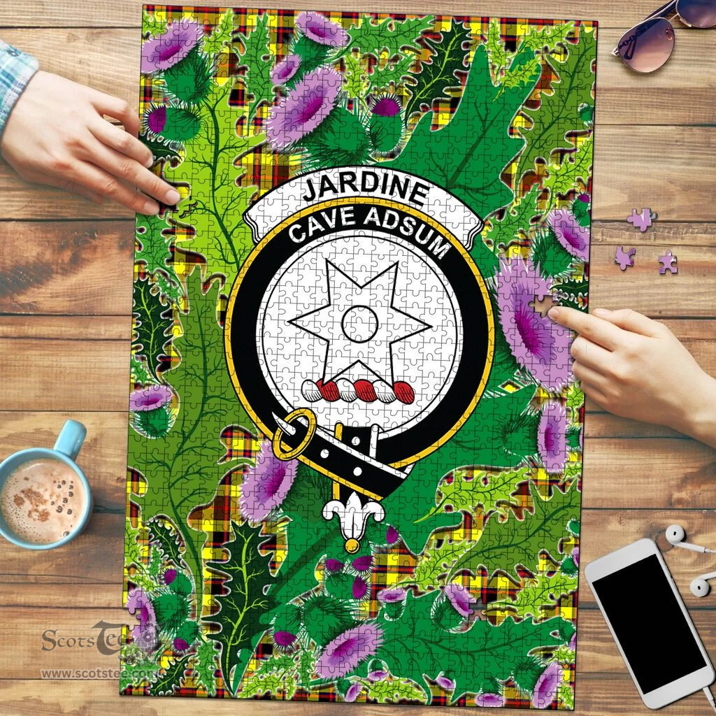 Scottish Jardine Clan Tartan Puzzle - Thistle Pattern Style Scottish Plaid Tartan Plaid