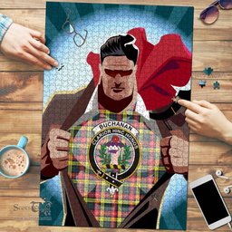 Scottish Buchanan Modern Clan Tartan Puzzle - Supper Hero Style Scottish Plaid Tartan Plaid