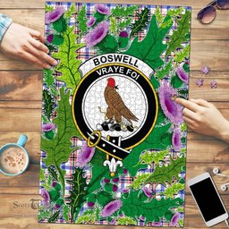 Scottish Boswell Modern Clan Tartan Puzzle - Thistle Pattern Style Scottish Plaid Tartan Plaid