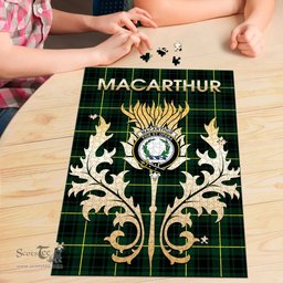 Scottish MacArthur Modern Clan Tartan Puzzle - Thistle Scotland Style Scottish Plaid Tartan Plaid