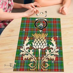 Scottish Muirhead Clan Tartan Puzzle - Thistle Gold Style Scottish Plaid Tartan Plaid