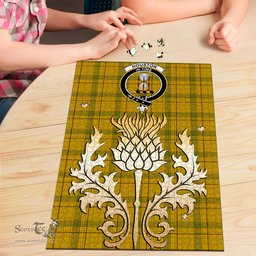 Scottish Houston Clan Tartan Puzzle - Thistle Gold Style Scottish Plaid Tartan Plaid