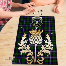 Scottish Russell Modern Clan Tartan Puzzle - Thistle Gold Style Scottish Plaid Tartan Plaid