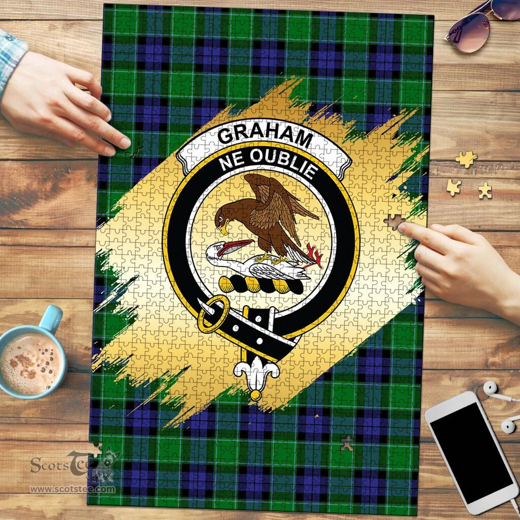 Scottish Graham of Menteith Modern Clan Tartan Puzzle - Gold Style Scottish Plaid Tartan Plaid