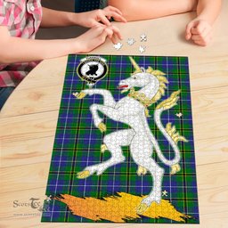 Scottish Turnbull Hunting Clan Tartan Puzzle - Unicorn Style Scottish Plaid Tartan Plaid