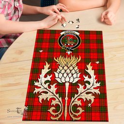 Scottish Maxwell Modern Clan Tartan Puzzle - Thistle Gold Style Scottish Plaid Tartan Plaid