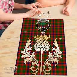 Scottish Kinninmont Clan Tartan Puzzle - Thistle Gold Style Scottish Plaid Tartan Plaid