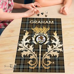 Scottish Graham of Menteith Weathered Clan Tartan Puzzle - Thistle Scotland Style Scottish Plaid Tartan Plaid