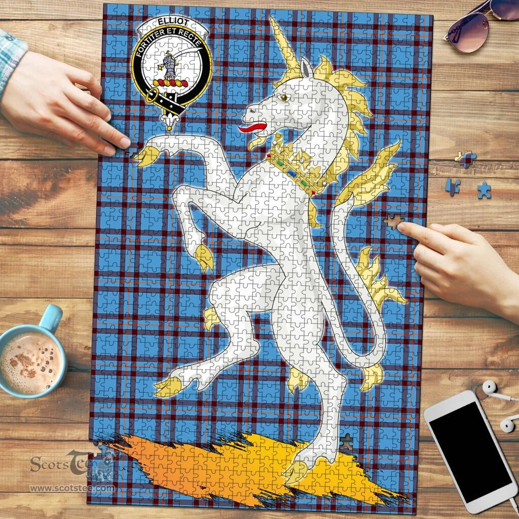 Scottish Elliot Ancient Clan Tartan Puzzle - Unicorn Style Scottish Plaid Tartan Plaid