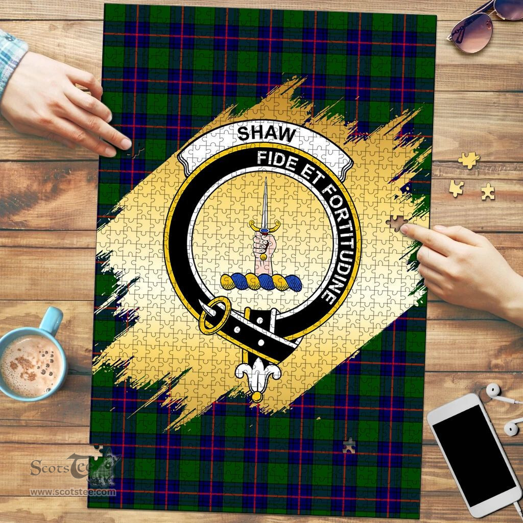 Scottish Shaw Modern Clan Tartan Puzzle - Gold Style Scottish Plaid Tartan Plaid